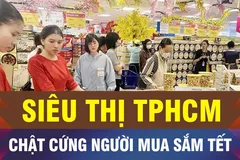 18 GIỜ NGÀY 9-2: Người dân TPHCM đổ vào siêu thị mua sắm Tết