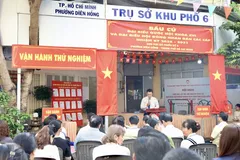 Polling station No.8 under electoral unit No.3 in Dien Hong Ward is conducting a trial voting run with 250 voters participating 