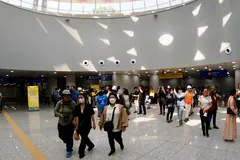 Tầng hầm ga Bến Thành của tuyến metro số 1 (ẢNH: HOÀNG HÙNG)