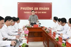 Secretary of the Ho Chi Minh City Party Committee Tran Luu Quang speaks at the working session. (Photo: SGGP)