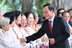 Secretary of the Ho Chi Minh City Party Committee Tran Luu Quang attends the ceremony marking the 50th anniversary of Saigon–Gia Dinh being honored with the name of President Ho Chi Minh. (Photo: SGGP)