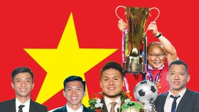 Các cầu thủ được tôn vinh tại lễ trao giải Quả bóng vàng 2018. Ảnh: HOÀNG HÙNG- Infographic: THÁI AN