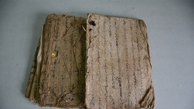 One of five ancient Cham books donated to the My Son Sanctuary management board in Quang Nam province. These books are linked to old ritual or worship ceremonies of the Cham people in central Vietnam over past decades. (Photo courtesy of My Son Sanctuary)