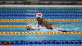 Anh Vien in the women’s 400-m- individual medley finals (Photo:DUNG PHUONG)