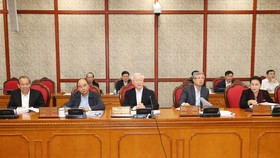 Tổng Bí thư, Chủ tịch nước Nguyễn Phú Trọng phát biểu chỉ đạo buổi làm việc với Ban Thường vụ Tỉnh ủy Thừa Thiên - Huế. Ảnh: TTXVN