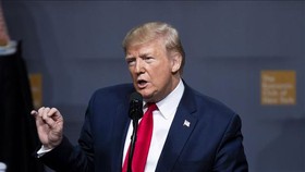 Tổng thống Mỹ Donald Trump phát biểu tại một sự kiện ở New York ngày 12-11-2019. Ảnh: THX/TTXVN