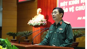 Thượng tướng Phan Văn Giang phát biểu tại hội nghị. Ảnh: BQP