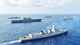 Hải quân Ấn Độ tham gia các cuộc tập trận trên biển Đông với Hải quân Mỹ, Philippines và Nhật Bản. Ảnh: Indiannavy