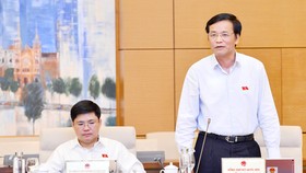 Tổng Thư ký, Chủ nhiệm Văn phòng Quốc hội Nguyễn Hạnh Phúc phát biểu. Ảnh: TTXVN