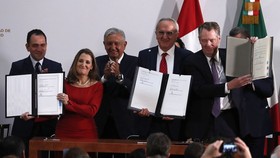 Mỹ, Mexico và Canada ký thỏa thuận hoàn tất Hiệp định Thương mại tự do. (Nguồn: citynews)