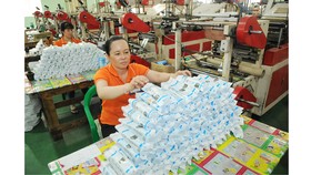 Sản xuất bao bì nhựa xuất khẩu tại Công ty Nam Thái Sơn. Ảnh: CAO THĂNG