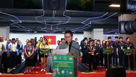Đại diện Liên đoàn Bowling châu Á phát biểu tại lễ khai mạc. Ảnh: Thanh Đình