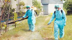 Vets spray chemicals to disinfect farms (Photo: SGGP)