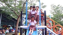 Ribbon-cutting ceremony for play school yard held in border crossing