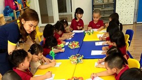 Children in a private school in Soc Trang City.