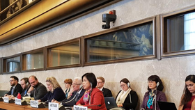 Ambassador Le Thi Tuyet Mai, Permanent Representative of Vietnam to the United Nations, the World Trade Organisation (WTO) and other international organisations in Geneva, addresses the Conference on Disarmament (CD) on February 21. (Photo: provided by th