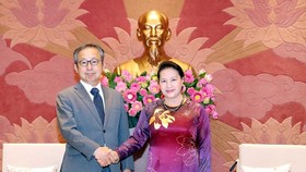 National Assembly Chairwoman Nguyen Thi Kim Ngan (R) meets with Japanese Ambassador Yamada Takio on June 30 (Photo: VNA)