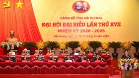 Đoàn Chủ tịch Đại hội Đảng bộ tỉnh Hải Dương.Ảnh: nhandan