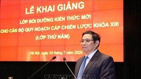 Đồng chí Phạm Minh Chính, Ủy viên Bộ Chính trị, Bí thư Trung ương Đảng, Trưởng Ban Tổ chức Trung ương phát biểu. Ảnh: TTXVN