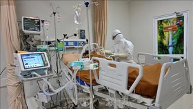 Nhân viên y tế điều trị cho bệnh nhân COVID-19 tại bệnh viện ở thành phố Bogor, Tây Java, Indonesia. Ảnh: AFP/TTXVN