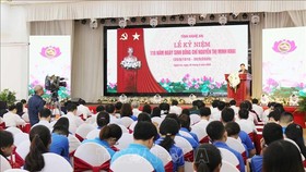 Quang cảnh lễ kỷ niệm 110 năm ngày sinh đồng chí Nguyễn Thị Minh Khai. Ảnh: TTXVN
