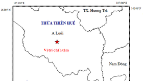 Vị trí tâm chấn động đất xảy ra lúc 9 giờ 58 phút sáng 29-3 tại A Lưới