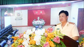 Thượng tá Nguyễn Thanh Tuấn, Tân Giám đốc Công an tỉnh Thừa Thiên - Huế phát biểu tại lễ nhận Quyết định 