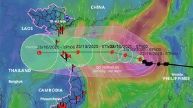 Dự báo hướng đi của bão số 8. Ảnh: Tổng cục Phòng chống thiên tai