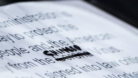 A close-up of U.S. President Donald Trump's notes shows where the word "Corona" was crossed out and replaced with "Chinese" to describe the new virus during a briefing at the White House on March 19. (Washington Post via Getty Images)