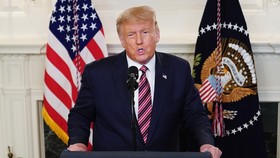 Tổng thống Mỹ Donald Trump phát biểu tại Nhà Trắng ở Washington, DC ngày 9/9/2020. (Ảnh: AFP/TTXVN)