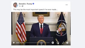 Bài phát biểu của ông Trump đăng tải trên Facebook. Ảnh: Chụp màn hình Facebook