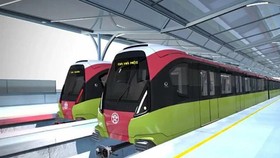 Thiết kế ngoại thất của đoàn tàu đường sắt đô thị Nhổn-ga Hà Nội. Ảnh: Nhân Dân