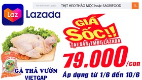 Gà thả vườn VietGAP 79.000 đ/con tại sàn TMĐT LAZADA từ ngày 1-6 đến 10-6
