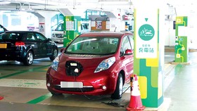 Một trạm sạc điện xe hơi ở Hồng Công