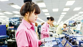 Dây chuyền sản xuất Samsung Việt Nam tại Thái Nguyên. Ảnh: VIẾt CHUNG