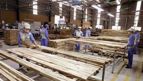 Sản xuất sản phẩm đồ gỗ xuất khẩu sang thị trường EU của Công ty CP WOODSLAND Tuyên Quang. (Ảnh: Vũ Sinh/TTXVN)
