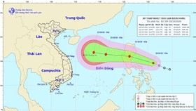 Đường đi và vị trí của áp thấp nhiệt đới. (Nguồn: nchmf.gov.vn)
