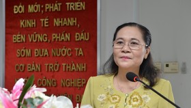 Chủ tịch HĐND TPHCM Nguyễn Thị Lệ phát biểu tại Hội nghị lần thứ 2 Ban Chấp hành Đảng bộ Quận 3. Ảnh: VIỆT DŨNG
