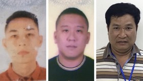 3 bị can bị khởi tố gồm: Mai Tiến Dũng (áo đỏ), Nguyễn Bảo Trung (áo đen) và Phạm Văn Hiệp (áo kẻ ngang)