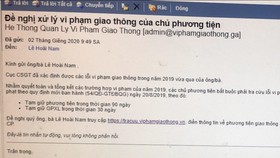 Mạo danh cơ quan nhà nước gửi thư đề nghị xử lý vi phạm giao thông