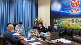 Lãnh đạo VPF cùng Ban điều hành các giải bóng đá chuyên nghiệp trong kỳ họp gần đây. Ảnh: VPF