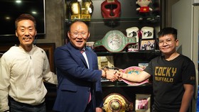 Ông Park Hang-seo và Kim Sang-bum tại buổi gặp gỡ
