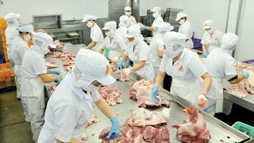 Chế biến thịt heo tại Công ty Vissan. Ảnh: CAO THĂNG