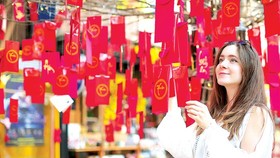 A Danish student chooses New-Year greeting cards in Nguyen Van Binh Book Street in HCMC.