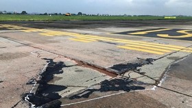 Damaged runways in Noi Bai Aiport