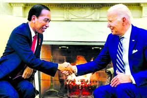 Tổng thống Mỹ Joe Biden (phải) và Tổng thống Indonesia Joko Widodo tại cuộc hội đàm