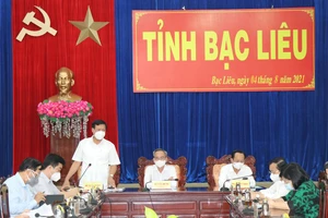 Thứ trưởng Bộ Y tế Đỗ Xuân Tuyên, phát biểu tại buổi làm việc với Ban chỉ đạo phòng, chống dịch Covid-19 tỉnh Bạc Liêu