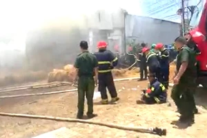 Bạc Liêu: Kho chứa rơm cháy dữ dội, huy động hơn 100 người dập lửa
