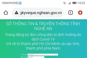 Nghệ An ra mắt website tiếp nhận người dân ở các tỉnh phía Nam đăng ký về quê