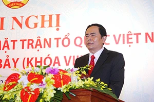 Tân Chủ tịch Ủy ban Trung ương MTTQ Việt Nam Trần Thanh Mẫn phát biểu tại Hội nghị